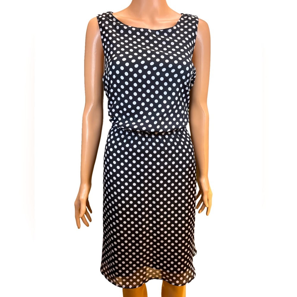 A-List by Wrapper Black & White Polka Dot Sleeveless Dress XL